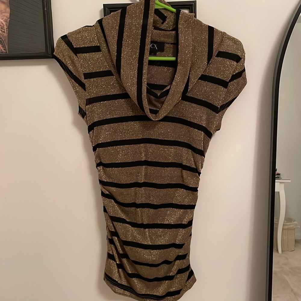 Gold & black cowl neck shell